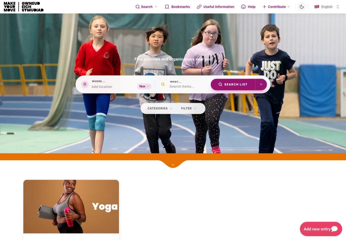 Screenshot of the Cardiff Met Sport Locaria portal
