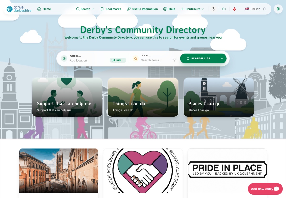 Screenshot of the Derby City Locaria portal