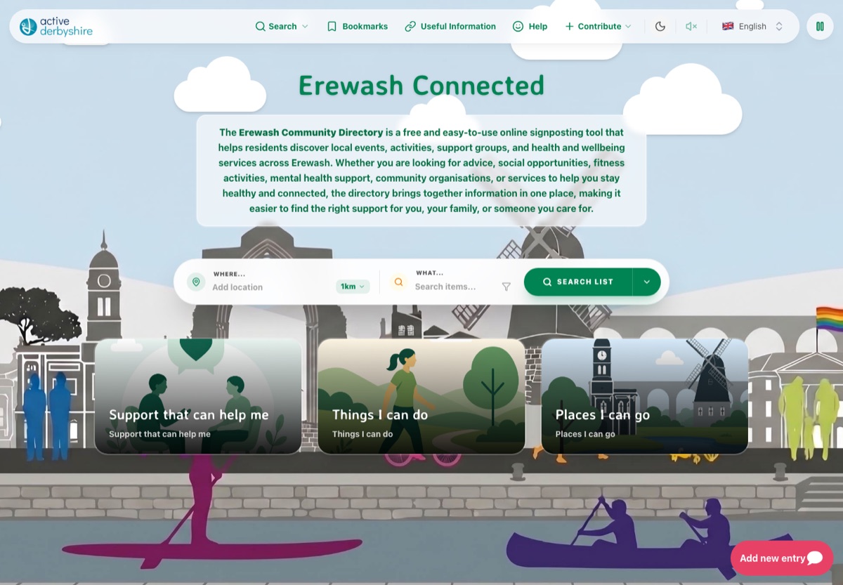 Screenshot of the Erewash Community Locaria portal